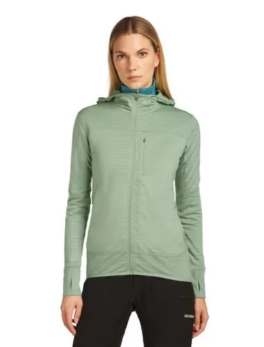 Icebreaker Women Merino Blend 300 RealFleece Descender LS Zip Hoodie - seaglass