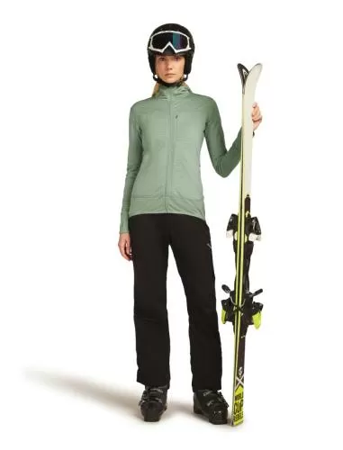 Icebreaker Women Merino Blend 300 RealFleece Descender LS Zip Hoodie - seaglass