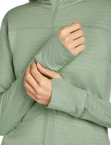 Icebreaker Women Merino Blend 300 RealFleece Descender LS Zip Hoodie - seaglass