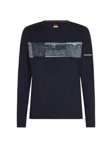 Icebreaker Men Merino 200 Oasis LS Crewe Elevation Line - midnight navy