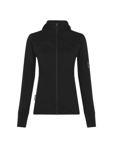 Icebreaker Women Merino Blend 300 RealFleece Descender LS Zip Hoodie - black