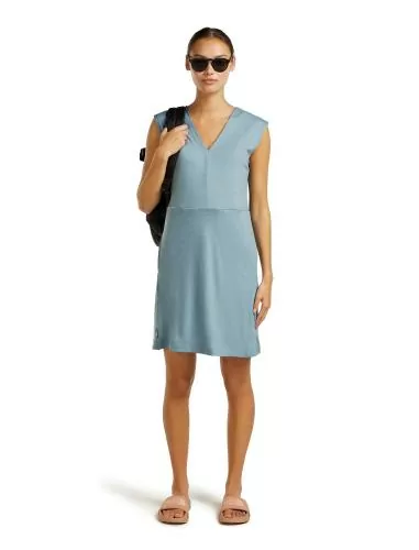 Icebreaker Women Merino 200 Granary Sleeveless V Neck Dress - flint blue