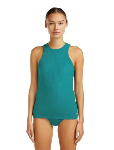 Icebreaker Women Merino Blend Rib Lotus Tank - tidal teal