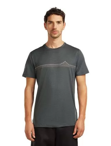 Icebreaker Men Merino 150 Tech Lite SS Tee Range Stripes - obsidian