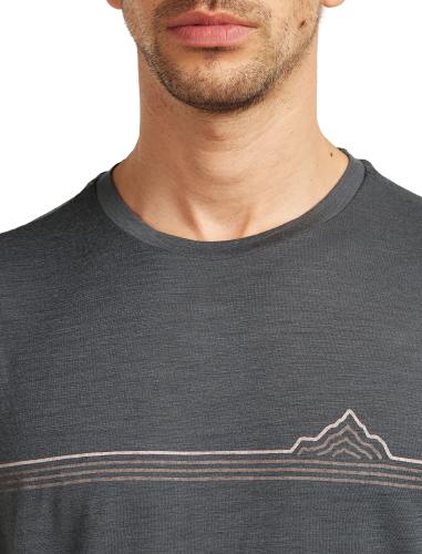 Icebreaker Men Merino 150 Tech Lite SS Tee Range Stripes - obsidian