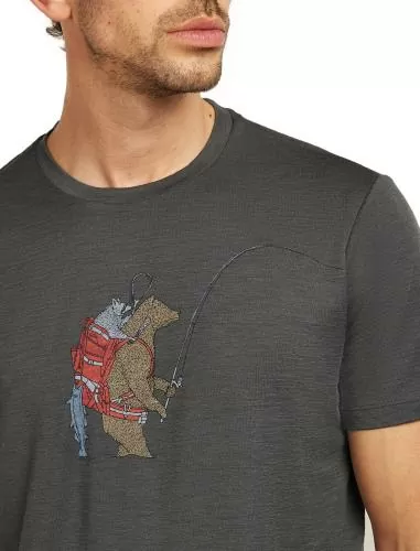 Icebreaker Men Merino 150 Tech Lite SS Tee Bear Catch - obsidian
