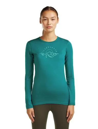 Icebreaker Women Merino 200 Oasis LS Crewe Sunrise Summit - tidal teal