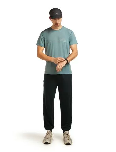 Icebreaker Men Merino Blend Core SS Tee Single Line Camp - blue ash