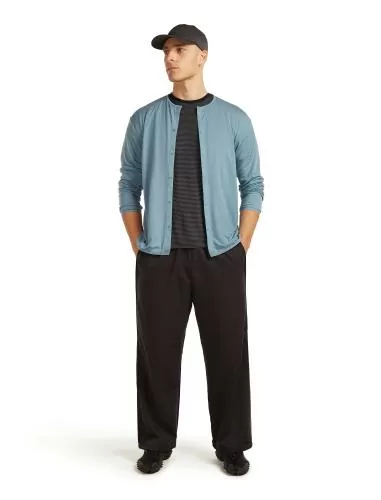Icebreaker Unisex Merino 150 Round Neck Cardigan - flint blue