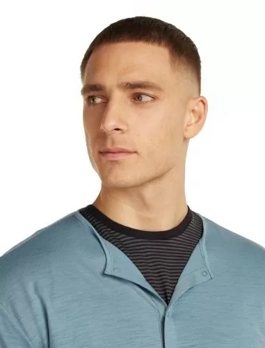 Icebreaker Unisex Merino 150 Round Neck Cardigan - flint blue