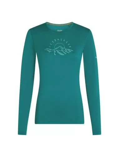 Icebreaker Women Merino 200 Oasis LS Crewe Sunrise Summit - tidal teal