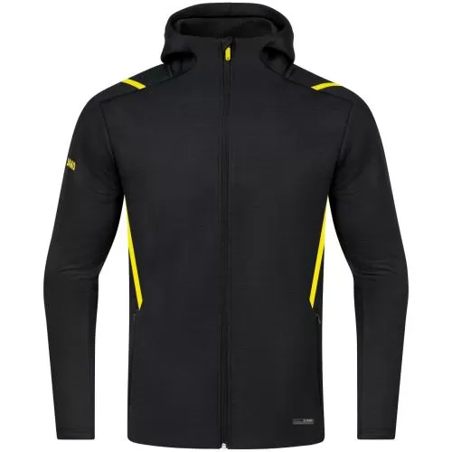 Jako Children Leisure Jacket Challenge With Hood - black melange/citro