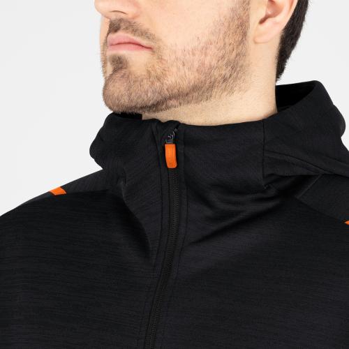 Jako Kinder Freizeitjacke Challenge mit Kapuze - schwarz meliert/neonorange