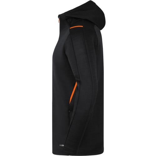 Jako Kinder Freizeitjacke Challenge mit Kapuze - schwarz meliert/neonorange