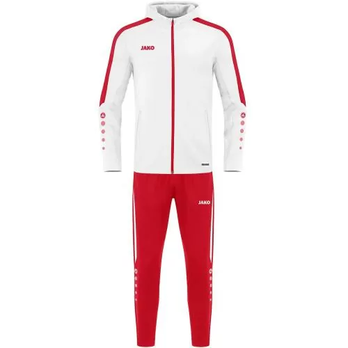 Jako Kinder Trainingsanzug Polyester Power mit Kapuze - weiß/rot