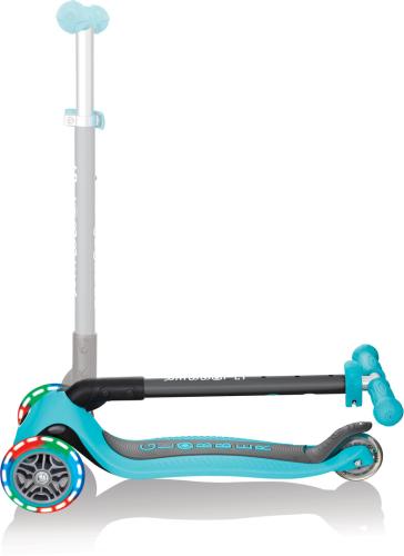 Globber Mini Scooter Primo Foldable Lights Anodized T-Bar - teal