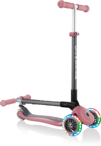 Globber Mini Scooter Primo Foldable Lights Anodized T-Bar - pastel pink