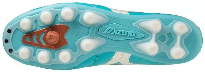 Mizuno Sport Morelia II Elite MD Football Footwear - Blue Curacao/Snow White/Red Brown Satin