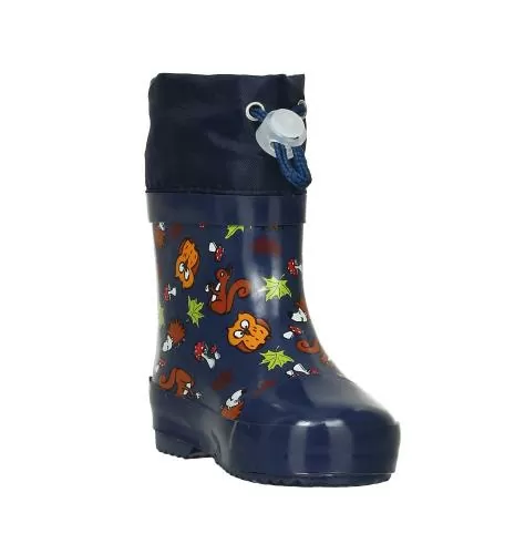 Playshoes Gummistiefel Halbschaft Waldtiere gefüttert - marine
