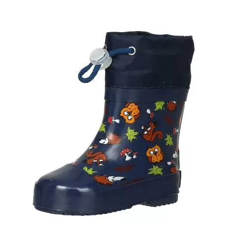 Playshoes Gummistiefel Halbschaft Waldtiere gefüttert - marine