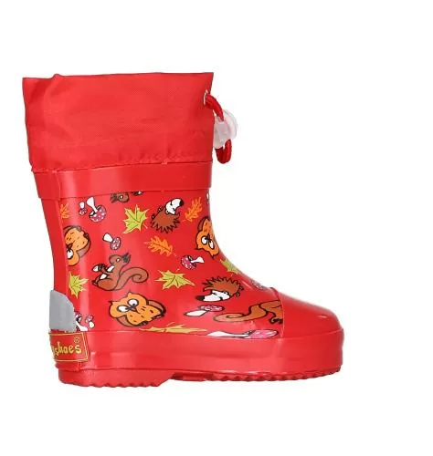 Playshoes Gummistiefel Halbschaft Waldtiere gefüttert - rot