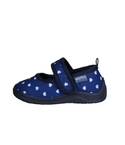 Playshoes Hausschuh Herzchen - marine
