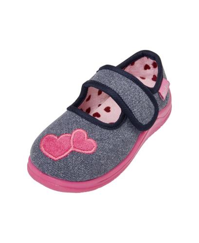 Playshoes Hausschuh Herz - jeansblau