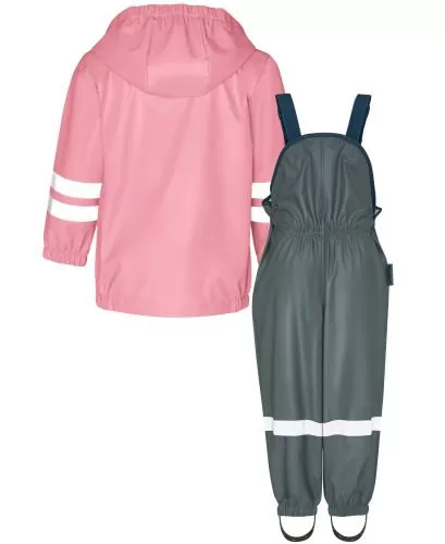Playshoes Regen-Set Latzhose Basic - rosa