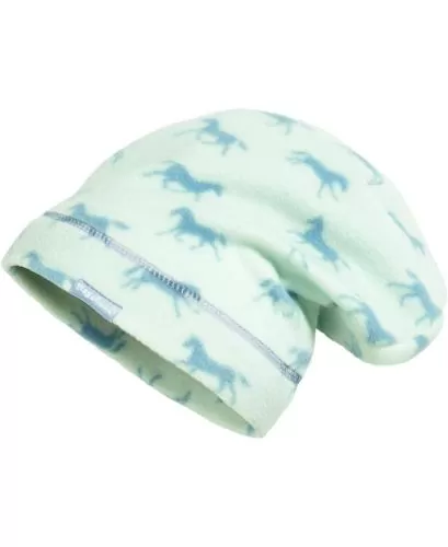 Playshoes Fleece-Beanie Pferde - türkis