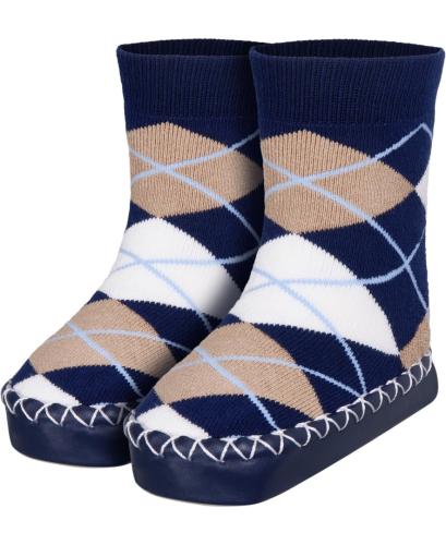 Playshoes Hüttenschuh Karo - marine