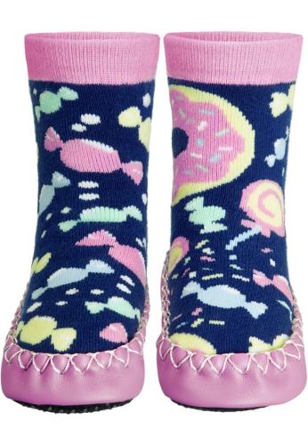 Playshoes Hüttenschuh Bonbons - marine/rosa
