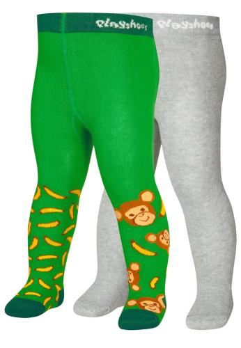 Playshoes Strumpfhose Affe 2er Set - grün/grau