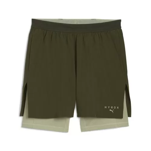 Puma M PUMA x HYROX 2in1 TRAIN SHORT - dark olive
