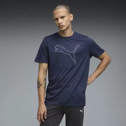 Puma M TAD ESSENTIAL HEATHER CAT TEE CF large cat - puma navy heather