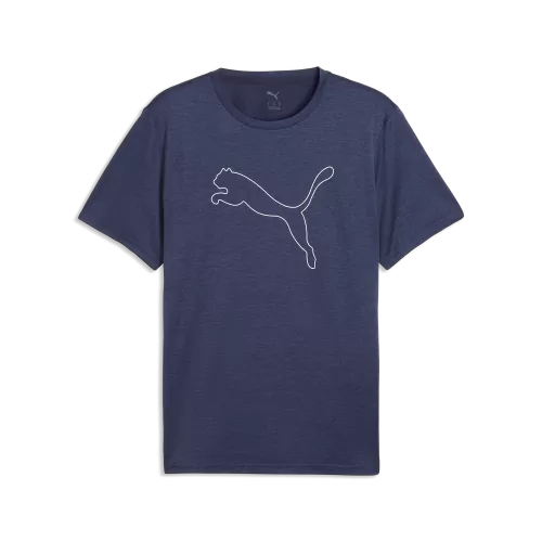 Puma M TAD ESSENTIAL HEATHER CAT TEE CF large cat - puma navy heather