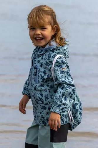 rukka Travelino Kinder Regenjacke für Kleinkinder - blue surf monster