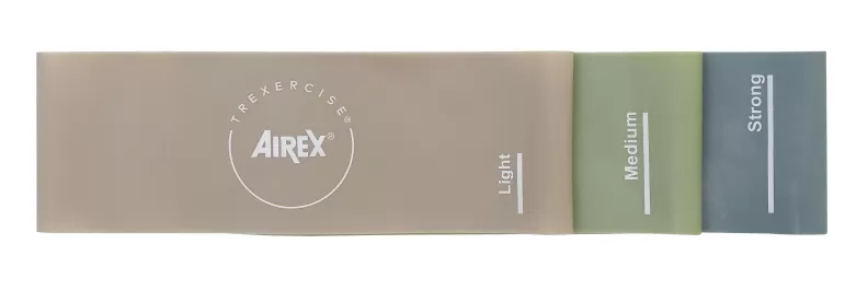 Airex TrExercise Mini Band Set (loop), 3 Bänder light (sand), medium (moss), und strong (sky), - 600x50x1 mm