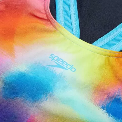 Speedo Digi Placement Splashback Swimwear Female Junior/Kids - True Navy, Picton Blue, Siren Red, Lemon