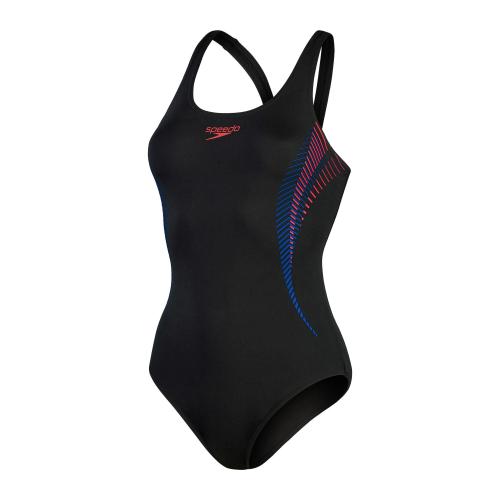 Speedo Placement Muscleback Female Adult - Black/Fed Red/Chr