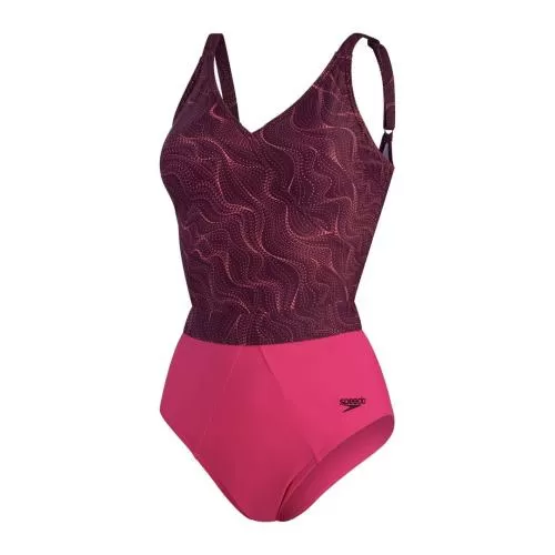 Speedo Badeanzug Evie Printed Shaping Tankini Swimwear Female Adult - Deep Plum/Cherry/
