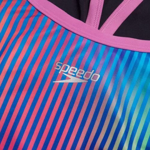 Speedo Placement Digital Turnback Swimwear Female Adult - Black, Kiki Pink,Picton Blue