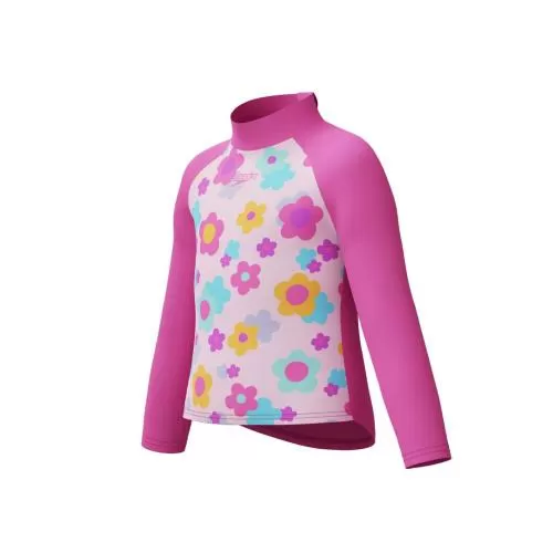 Speedo Long Sleeve Print Rash Guard Swimwear Female Infant/Toddler - Neon Flamingo