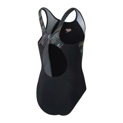 Speedo HyperBoom Splice Muscleback Swimwear Female Junior/Kids - Black / Country Green / Nectarine