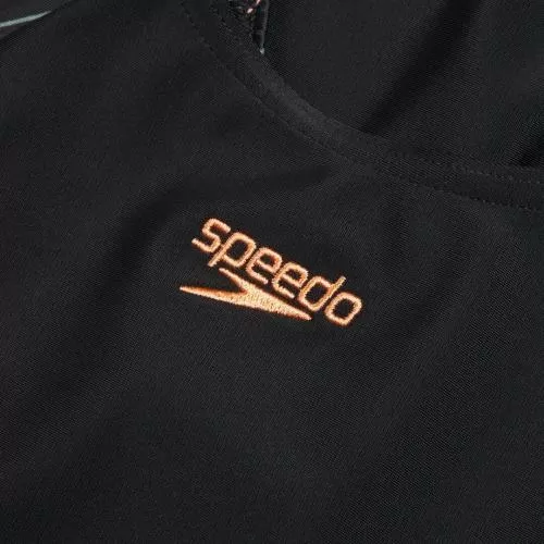 Speedo HyperBoom Splice Muscleback Swimwear Female Junior/Kids - Black / Country Green / Nectarine