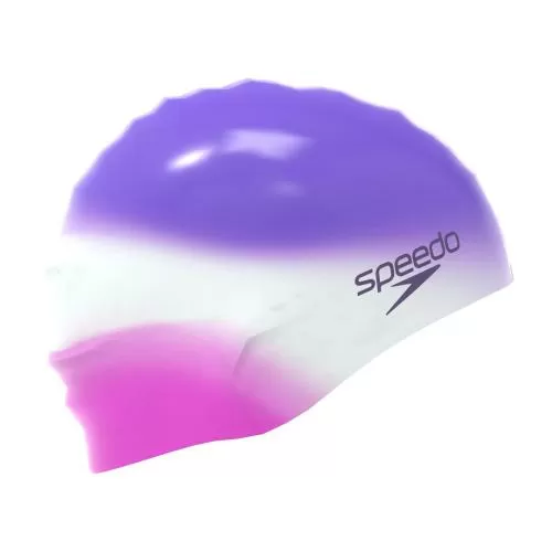 Speedo Multi Color Silicone Cap Swim Caps Adult - Indigo Glow/White/Margarita Pink