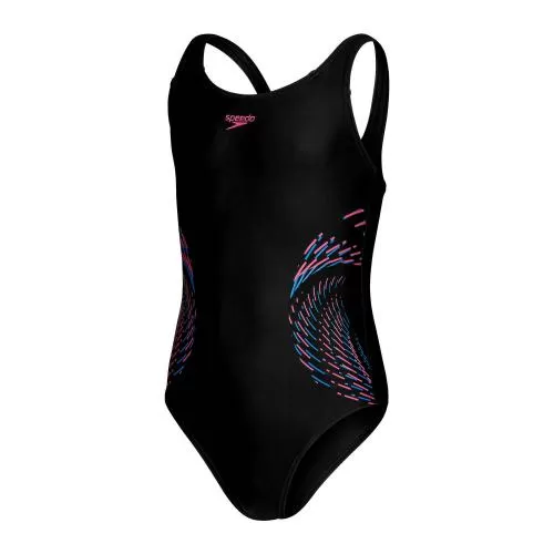 Speedo Plastisol Placement Muscleback Female Junior/Kids (6-16) - Black/Rose Violet