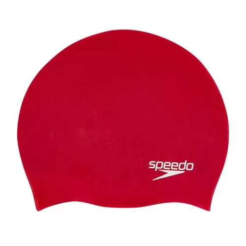 Speedo Plain Moulded Silicone Junior Swim Caps - Red