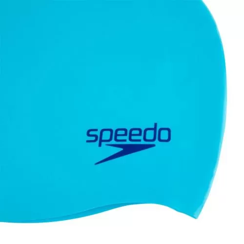 Speedo Plain Moulded Silicone Junior Swim Caps - Blue/ Blue