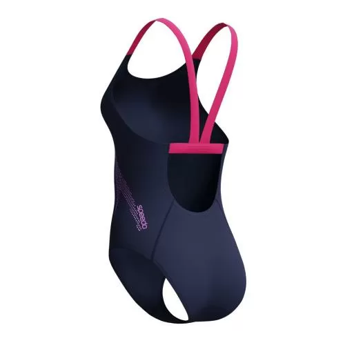 Speedo Solid Boom Leaderback 1pc Swimwear Female Adult - Peacoat/Margarita Pink