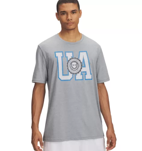 Under Armour College Crest Logo Ss - steel light heather